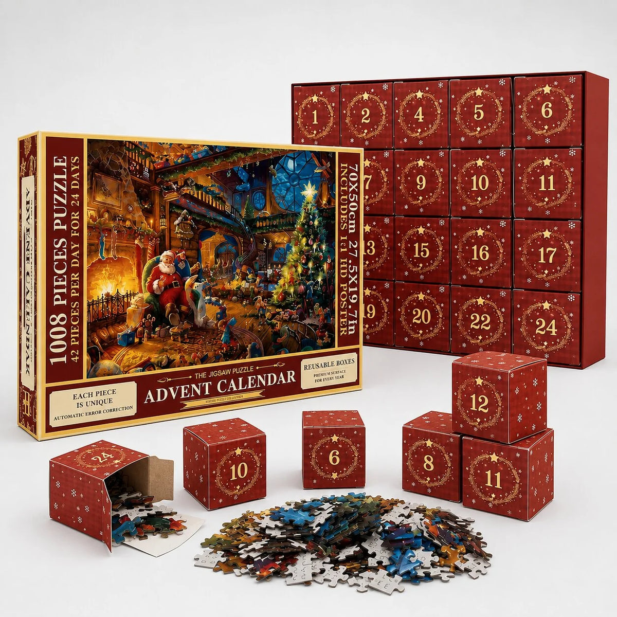 Puzzle Advent Calendar 1,008 Pieces 24 Daily Compartments