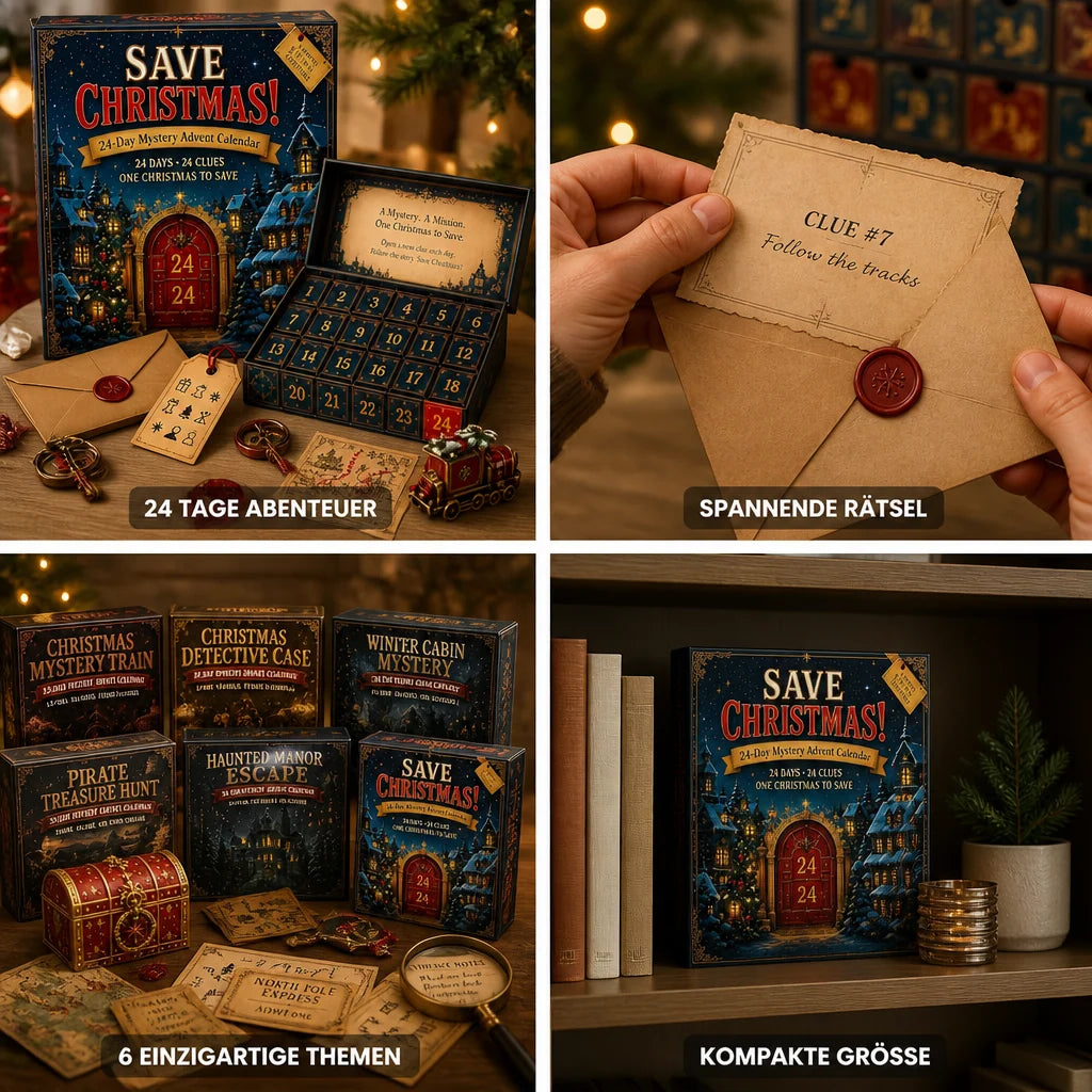 Puzzle Advent Calendar 24-Day Escape Room Challenge, Six Themes