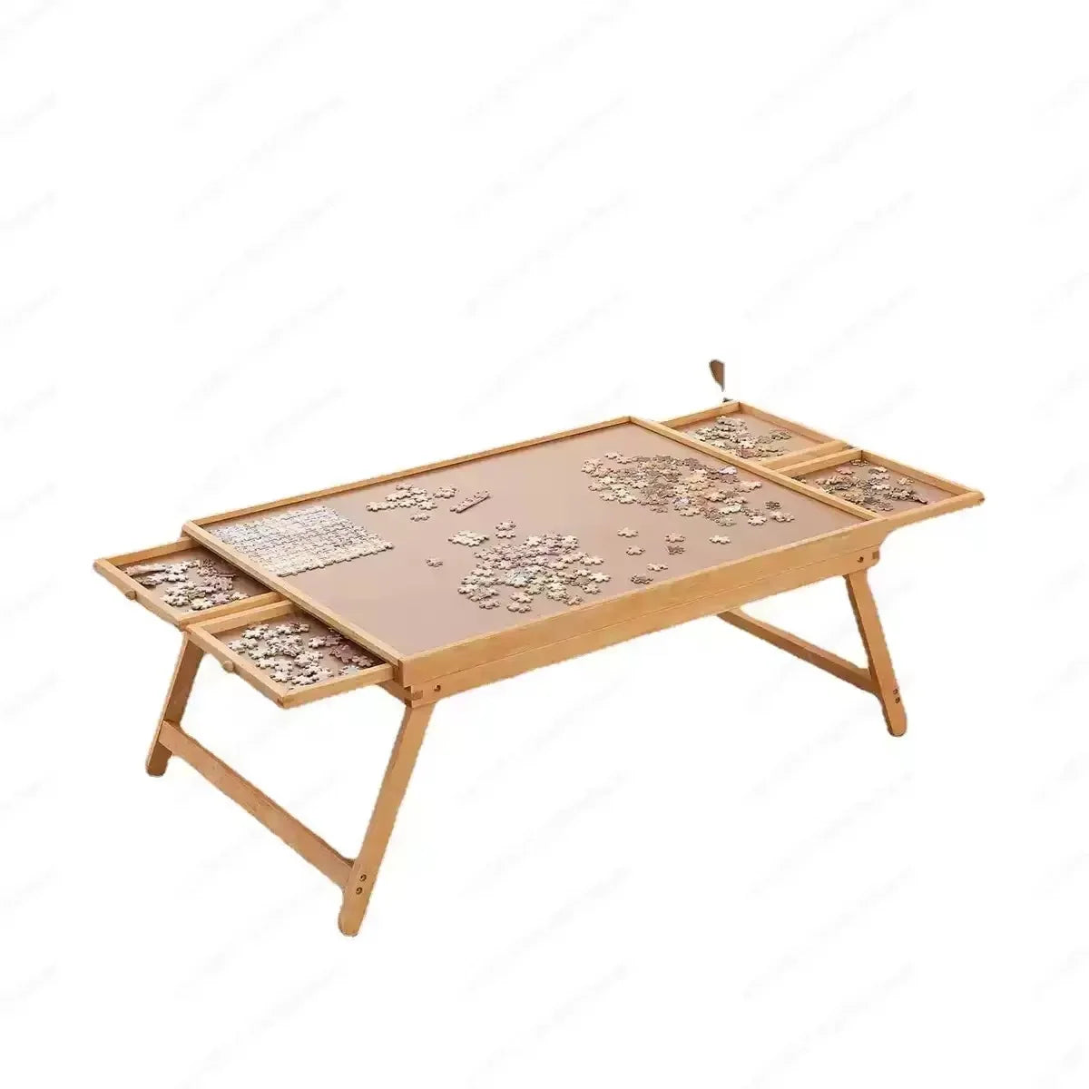 Puzzle Table Folding Wooden With Four Drawers