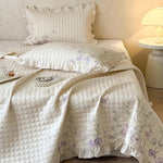 Quilt Set 100% Cotton Hand-Embroidered Lace Three Piece