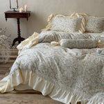 Quilted Bedding Set Breathable Cotton-Blend Floral Jacquard 4 Piece