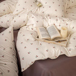 Quilted Bedding Set Breathable Cotton Even Warmth Vintage Floral