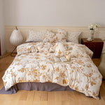 Quilted Bedding Set Breathable Cotton Even Warmth Vintage Floral