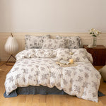 Quilted Bedding Set Breathable Cotton Even Warmth Vintage Floral