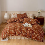 Quilted Bedding Set Breathable Cotton Even Warmth Vintage Floral