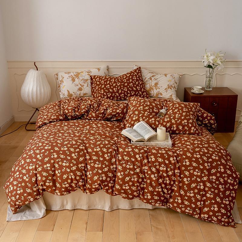 Quilted Bedding Set Breathable Cotton Even Warmth Vintage Floral