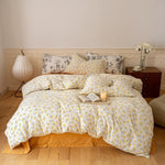 Quilted Bedding Set Breathable Cotton Even Warmth Vintage Floral