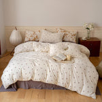 Quilted Bedding Set Breathable Cotton Even Warmth Vintage Floral