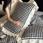 Quilted Bedding Set Cotton Blend Check Pattern