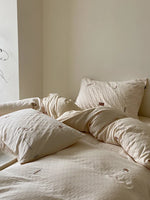 Quilted Bedding Set Organic Cotton Hand-Stitched 4-Piece