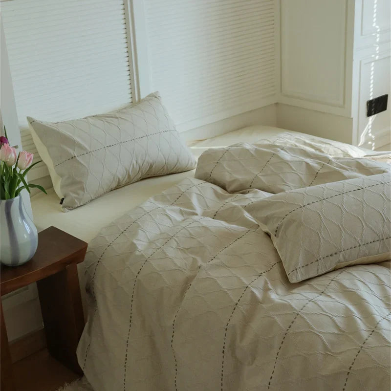 Quilted Bedding Set Reversible Leaf Quilting Cotton Blend