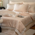 Quilted Bedding Set Satin Embossed Wave Temperature Regulating
