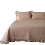 Quilted Bedding Set Stonewashed Cotton Ruffled Edges & Machine Washable