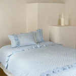 Quilted Bedding Set Vichy Check & Ruffle Trim Cotton-Blend