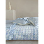 Quilted Bedding Set Vichy Check & Ruffle Trim Cotton-Blend
