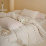 Quilted Bedding Set Wave Quilting & Lace Trim