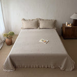 Quilted Bedspread Set Cotton Percale Floral Embroidery