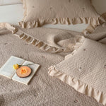 Quilted Bedspread Set Cotton Percale Floral Embroidery