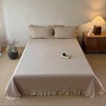 Quilted Bedspread Set Cotton Ruffled Edge
