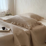 Quilted Bedspread Set Cotton Ruffled Edge