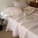 Quilted Bedspread Set Cotton Ruffled Edge