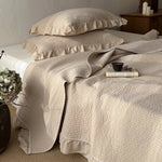Quilted Bedspread Set Cotton Ruffled Edge