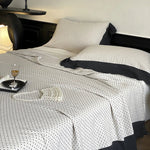 Quilted Bedspread Set Waffle Texture & Ruffle Trim Cotton Blend
