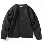 Quilted Jacket Lightweight Collarless Button-Front with Patch Pockets