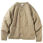 Quilted Jacket Lightweight Collarless Button-Front with Patch Pockets
