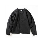 Quilted Jacket Lightweight Collarless Button-Front with Patch Pockets
