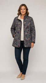 Quilted Jacket Lightweight Floral Print Relaxed Fit