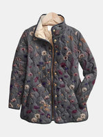 Quilted Jacket Lightweight Floral Print Relaxed Fit