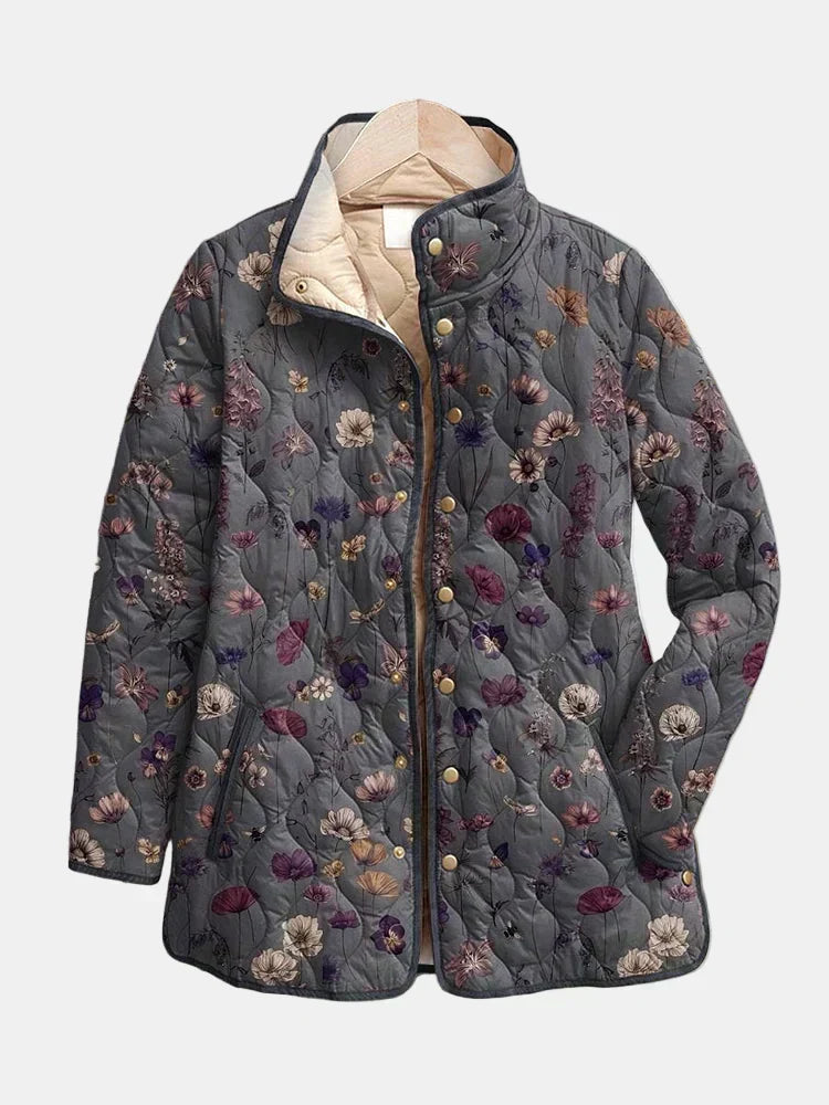 Quilted Jacket Lightweight Floral Print Relaxed Fit