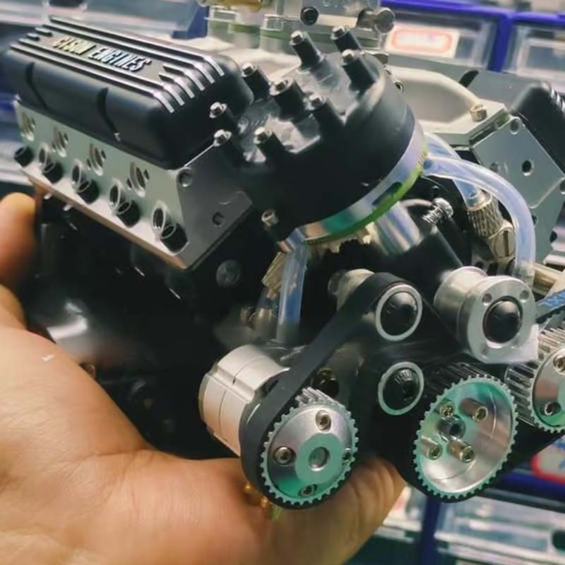 RC V8 Engine Kit Gasoline-Powered CDI Ignition CNC-Machined Metal