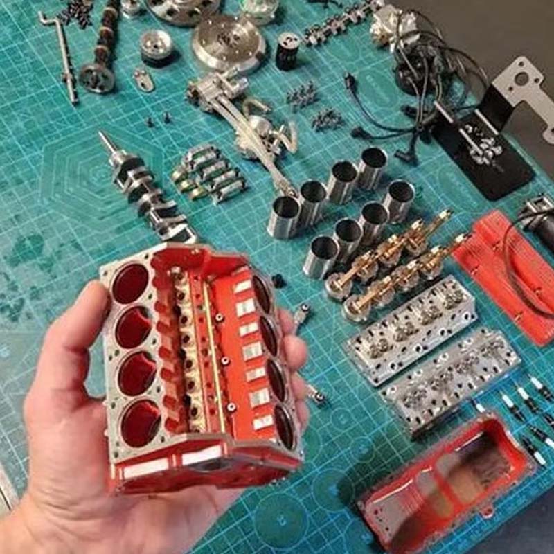 RC V8 Engine Kit Gasoline-Powered CDI Ignition CNC-Machined Metal