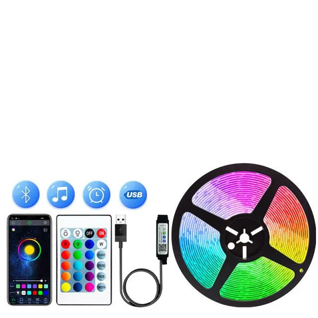 RGB LED Strip Lights Color-Changing App & IR Remote