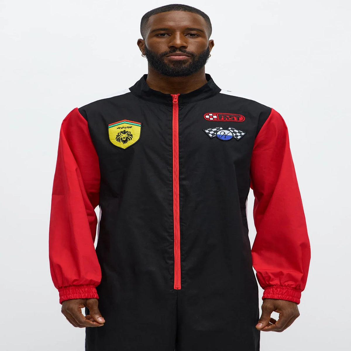 Racing Jumpsuit Costume 100% Cotton Front Zip Chest Logo
