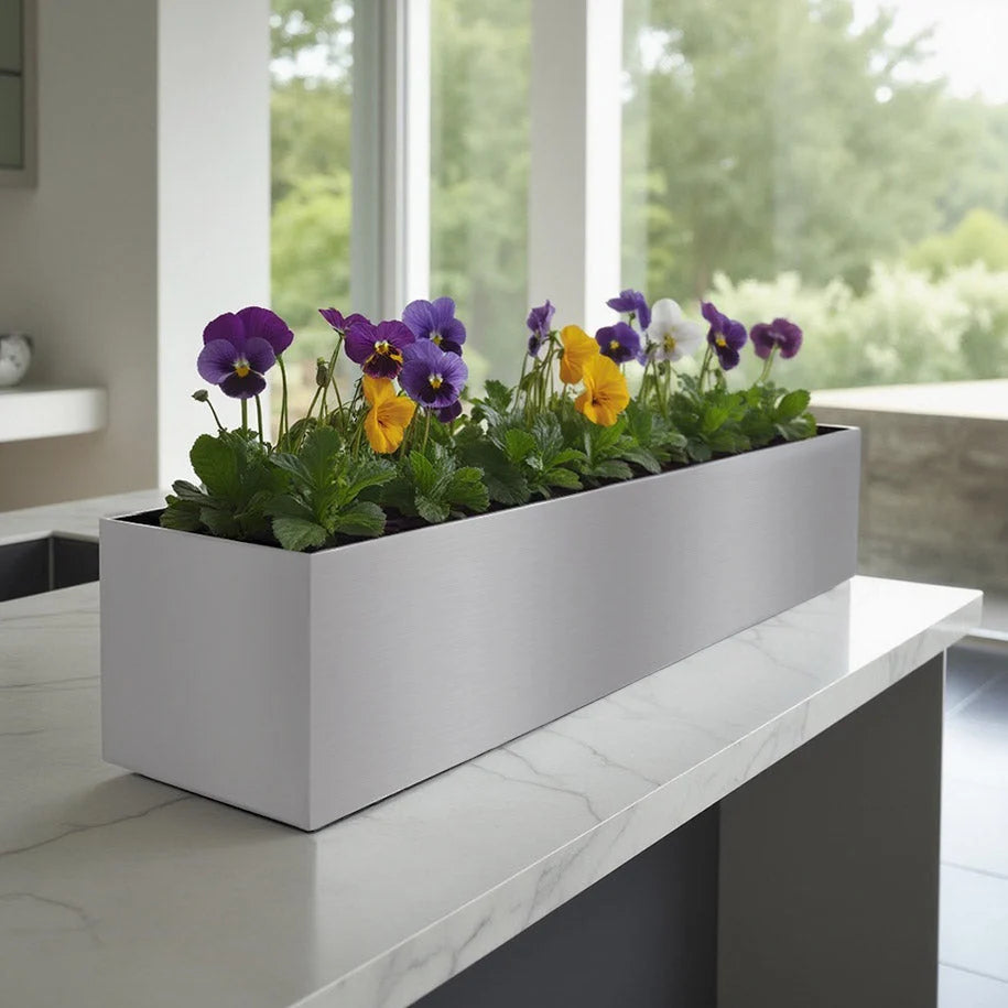 Railing Planter Brushed Aluminum 36 Inch Rust-Resistant