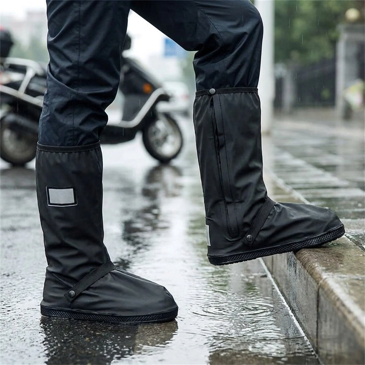 Rain Boot Covers PVC Side Zipper Reflective Strips