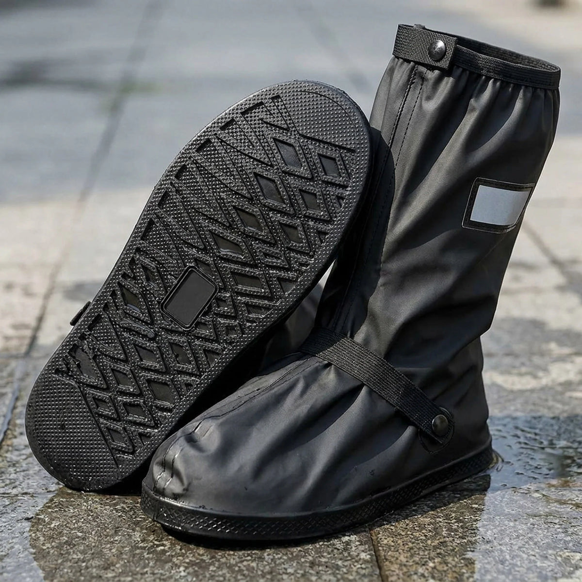 Rain Boot Covers PVC Side Zipper Reflective Strips