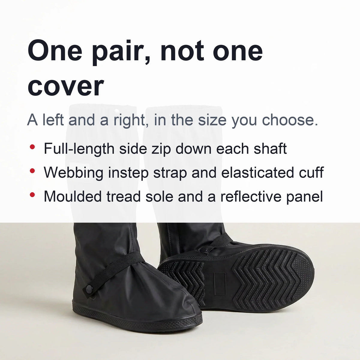 Rain Boot Covers PVC Side Zipper Reflective Strips