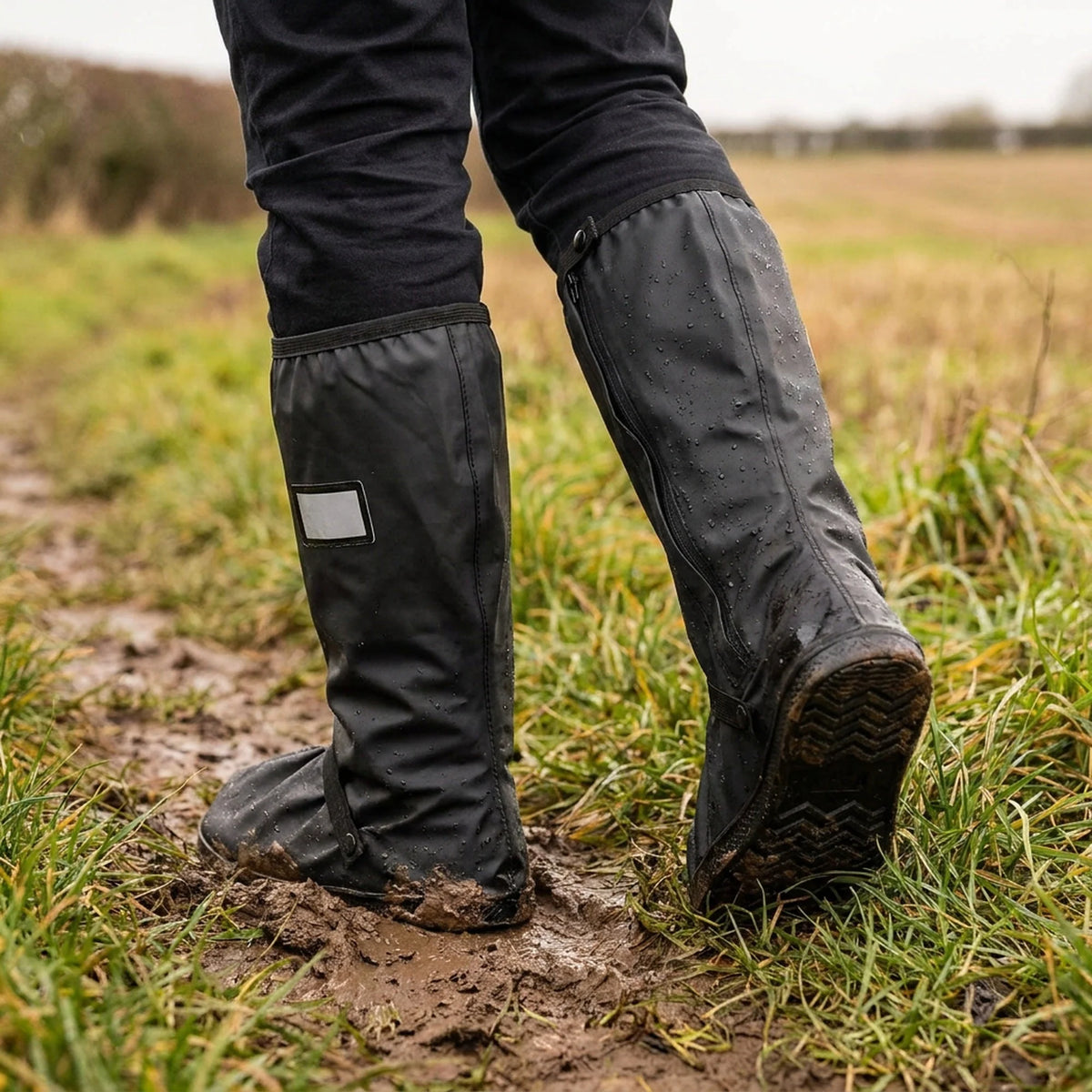 Rain Boot Covers PVC Side Zipper Reflective Strips