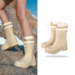 Rain Boots Waterproof Rubber Non-Slip Treaded Sole Retro Design