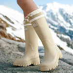 Rain Boots Waterproof Rubber Non-Slip Treaded Sole Retro Design