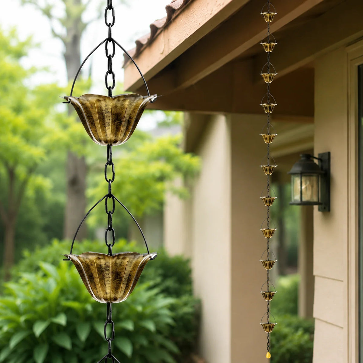 Rain Chain Iron Lotus Cups Rust-Resistant Finish
