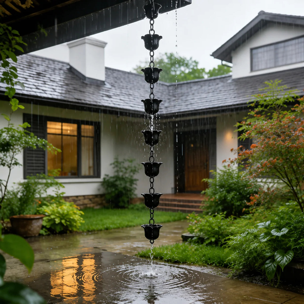 Rain Chain Iron Lotus Cups Rust-Resistant Finish