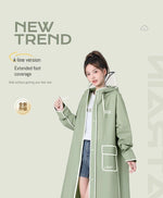 Rain Jacket EVA Longline Backpack-Compatible Hooded