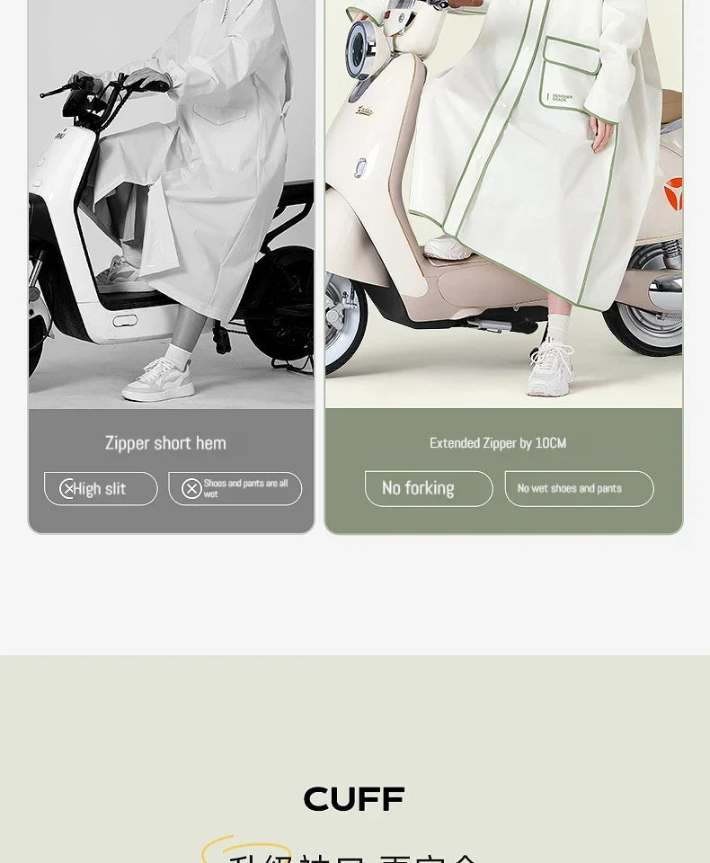Rain Jacket EVA Longline Backpack-Compatible Hooded