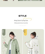 Rain Jacket EVA Longline Backpack-Compatible Hooded