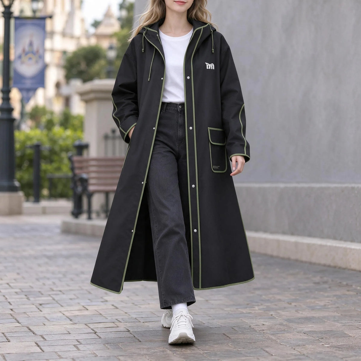 Rain Jacket EVA Longline Backpack-Compatible Hooded